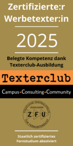 Siegel zur zertifizierten Werbetexterin, Wien
